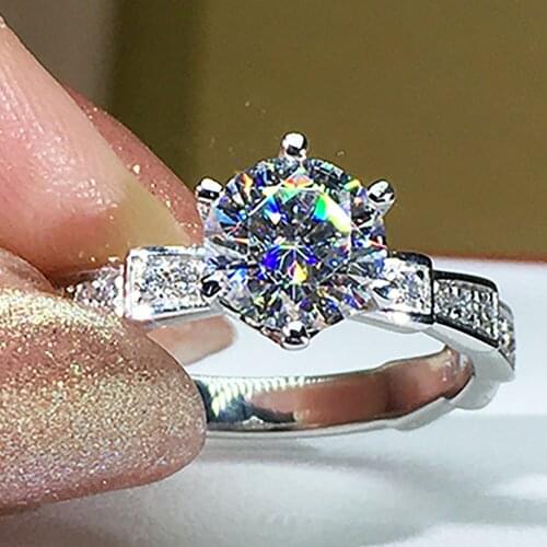 18K Au750 White Gold Women Wedding Party Engagement Ring Skeleton 1 2 3 4 5 Carat Round Moissanite Diamond Ring Bone Trendy Gift
