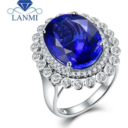 Tanzanite Ring For Women Dual Purpose Pendant 18K Big Natural Tanzanite Gemstone Genuine Diamonds Extravagant Eternity Love Ring