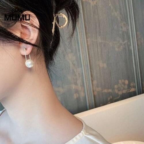 Korean Temperament Pearl Pendant Long Ear Line Love Earrings Fashion Design Personality Earrings Women Jewelry Gifts