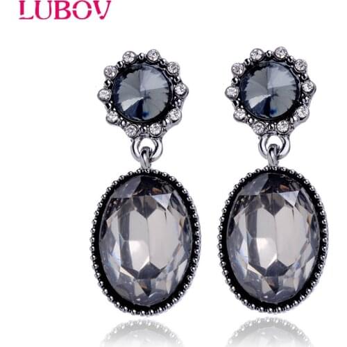 Colorful Round Opal Stone Stud Earrings Water Drop Crystal Piercing Earrings for Women Party Earrings Hot Sale