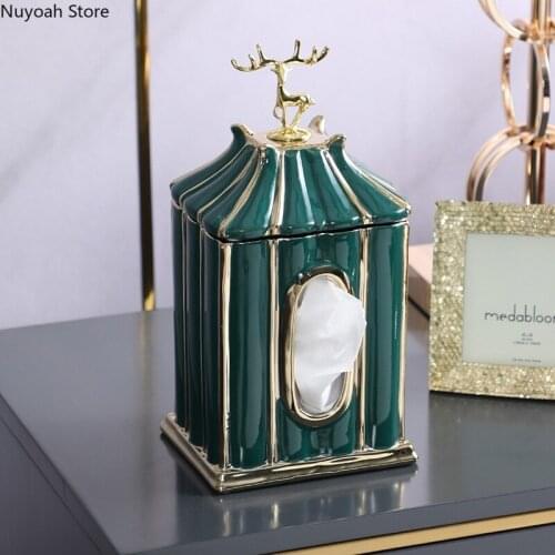 Creative Living Room Tissue Box Coffee Table Bedroom Dining Table High-end Ceramic Pumping Box Home Furnishing Accessories