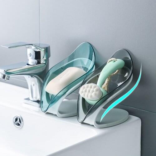Creative Leaf Soap Dish Quick Dry Bathroom Soap Holder Box Suction Cup Base Travel Portable Soap Case Container Bathroom Gadget