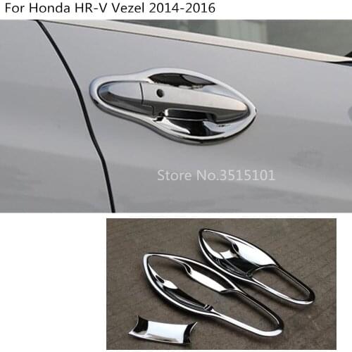 Car Body Cover Trim ABS Chrome External Door Bowl Stick Frame 4pcs For Honda HRV HR-V Vezel 2014 2015 2016 2017 2018