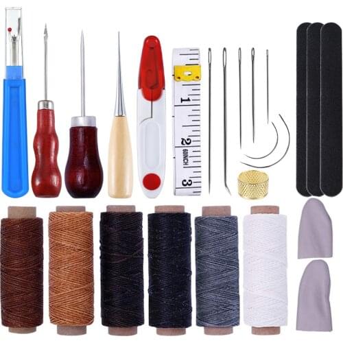 LMDZ Leather Waxed Thread Sewing Kits Hand Sewing Needles with Leather Craft for Leather Canvas DIY Sewing Accessories