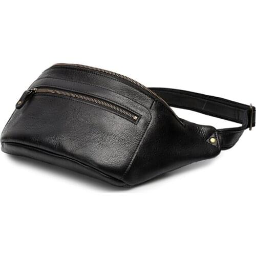 Luufan Genuine Leather Chain Waist Bag men Waist Pack Crossbody Chest Bags Funny Pack Men For Phone Pouch Belt Bag
