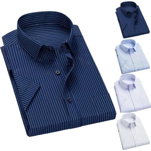 40% Dropshipping!!Men Shirt Striped Anti-wrinkle Social Anti-wrinkle Men Shirt for Work
