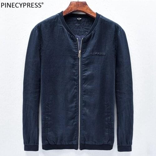 100% Linen Breathable Anti-static Anti-radiation Thin Man Outwear Summer Casual Zipper Pockets Navy Blue Male Spring Men Jacket