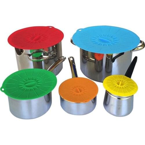 Set of 5 silicone Microwave bowl cover cooking pot pan lid Cover-Silicone food wrap cooking tools kitchen utensil