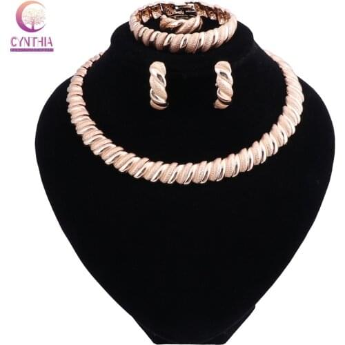 Gold Color African Jewelry Sets Nigerian Wedding Jewelry Set For Women Choker Fashion Jewellery Bridal Indian Jewelry Set