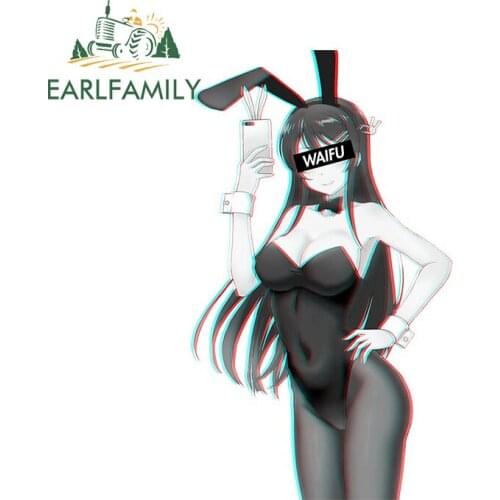 EARLFAMILY 13cm x 8cm for Sakurajima Mai Waifu Motorcycle Car Stickers Anime Decal Funny Car Assessoires Campervan Sticker