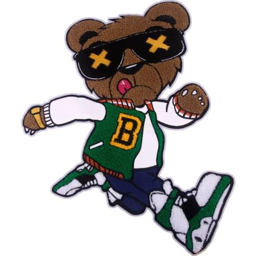 Bear Towel Embroidery Patch Heat Press Stickers for Kids DIY Accessory Appliques Festival Patches Badges