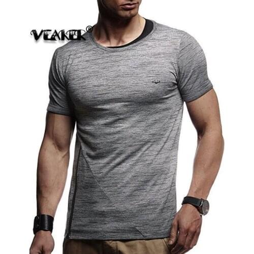 2018 New Mens Sexy Short Sleeve T shirt Male Gyms Fitness t shirts Solid Color Slim Fit O-neck T-shirt Tops M-3XL
