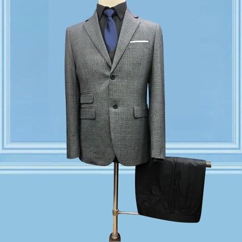 New Arrival Suits For Men Wedding High-End Design Plaid High Quality Male Tailor-made Dress Double Pocket Business Casual Blazer