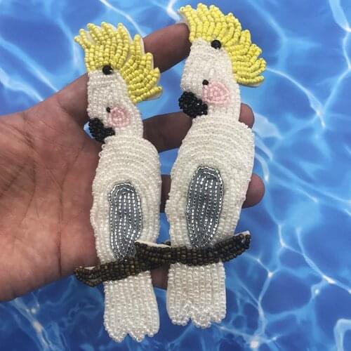 New Sequins Birds Animal Beads Patch for Clothes large Embroidery Parrot Applique Decoration Patches sew on Accessories