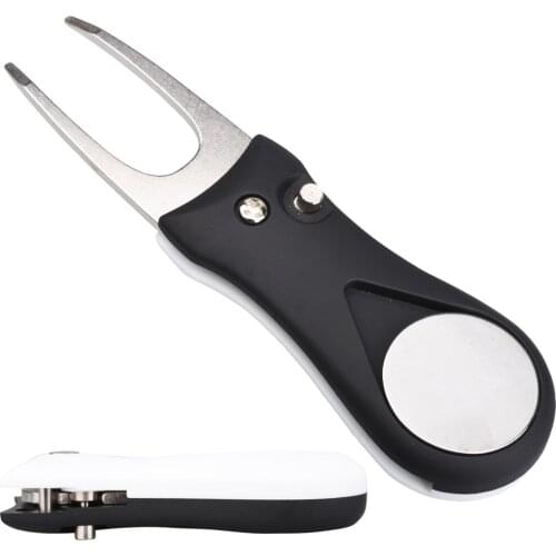 Dichromatic Foldable Golf Divot repair Tool with Golf Ball Tool Marker Pitch Cleaner Golf Pitchfork Golf Accessories Putting