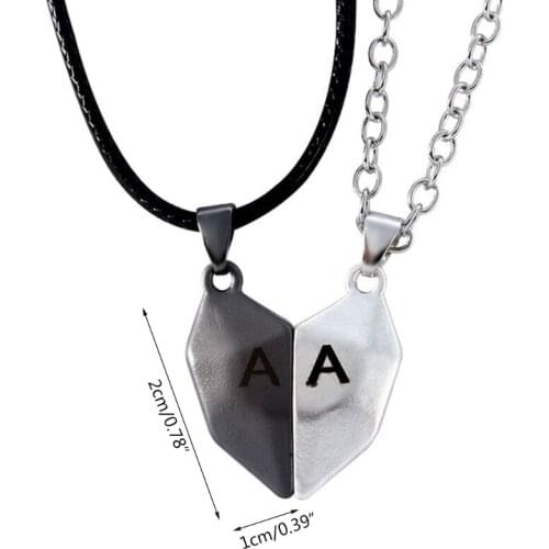 Lettering Couple Love Necklace Wishing Stone Couple Necklace Heart Broken Stitching Necklace Lettering Lucky Stone