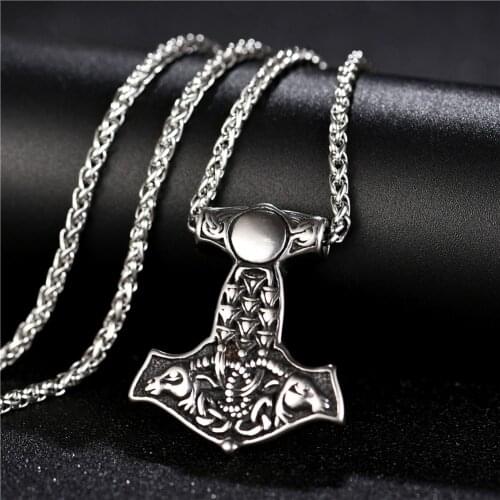 Stainless steel Norse Vikings Pendant Necklace Norse Sheep head Original Amulet Animal Jewelry With Gift Bags