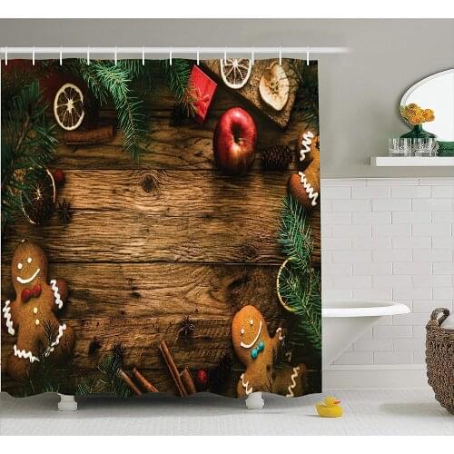 Christmas Gingerbread Man Pine Rustic Wood Theme for Bathroom Bathtub Decor