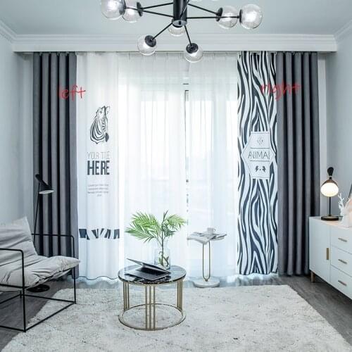 Modern Printed Blackout Curtain for Living Room Bedroom Nordic Splicing Stitch Curtain Decor Thermal Insulated Geometric Drapes