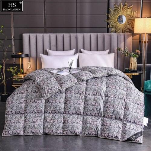 Plants and Flowers Design Goose Down Quilt Comforter Filling Power 600 Combed Cotton Duvet Winter Blanket OEKO-TEX Certified