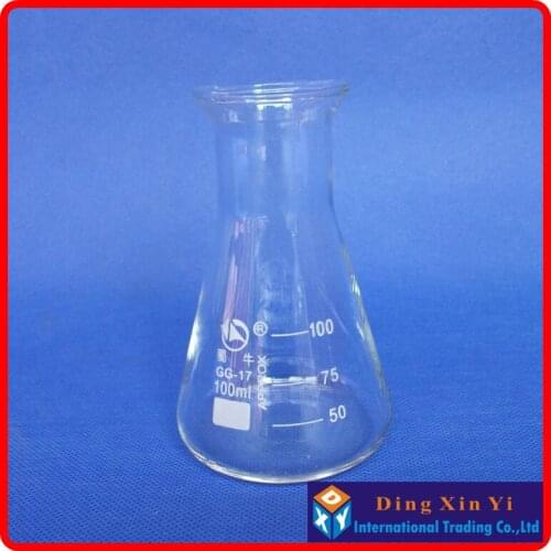 4 pcs/lot) 100ml Glass Erlenmeyer Flask glass conical flask 100ml Laboratory use glass triangle flask BORO glass,GG17,Pyrex