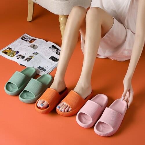 Thick Sole Home Men Women Slippers 4 cm Platform Heel Ladies Women Slippers Non-slip Shoes EVA Living Room Indoor Slides