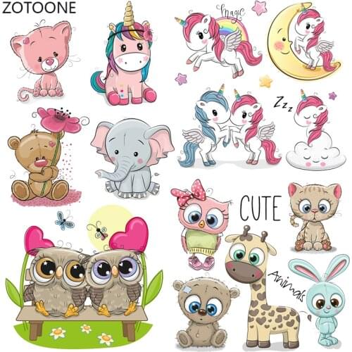 ZOTOONE Unicorn Stripes Iron on Transfer Patches on Clothing Diy Dog Patch Heat Transfer for Clothes for T-shirts Girl Sticker I