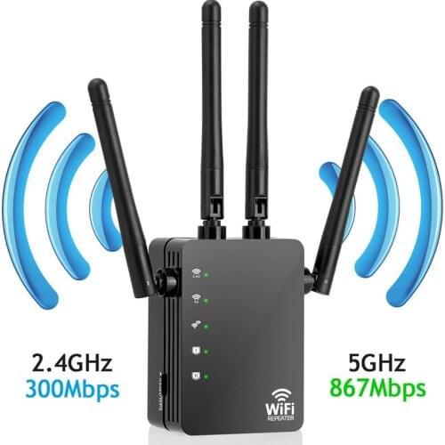 1200Mbps Dual Band wifi repeaterWPS Easy Setup WiFi Range Extender 2.4/5GHz Wi-Fi Signal Booster Amplifier Wireless Extender