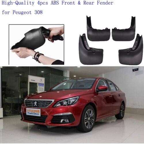 High-Quality 4pcs ABS Front & Rear Fender for Peugeot 308 Car Mud Flaps Splash Guard Mudguard Mudflaps Accessories