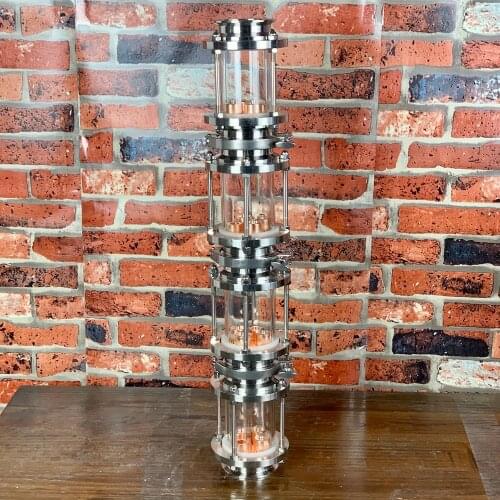 Clamp 3" Glass column for distillation. Pure Copper T2 bubble plates . Distiller. Moonshine Still