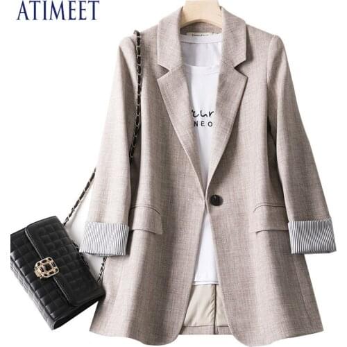 2021 Spring New Fashion Business Plaid Suits Women Work Office Ladies Long Sleeve Spring Casual Blazer