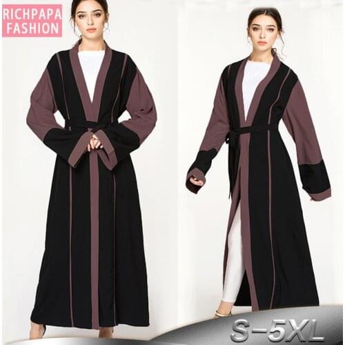 Plus Size 2019 Abaya Dubai Kimono Kaftan Islam Muslim Dress Abayas Women Long Cardigan Robe Hijab Dress Turkish Islamic Clothing
