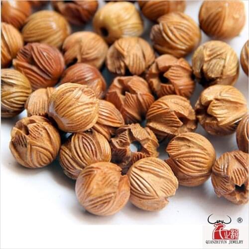 10Pcs/Lot peach wood Beads 12mm 15mm 18mm Wooden Beads For Jewelry Making,Hand-carved lotus flower Beads