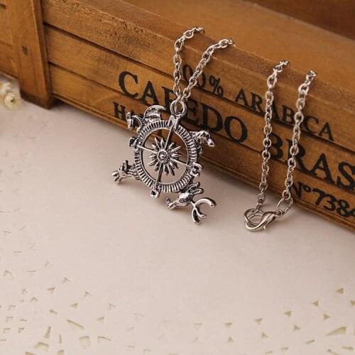 24pcs/lot Compass Pendant vintage antique metal Necklace bulk wholesale