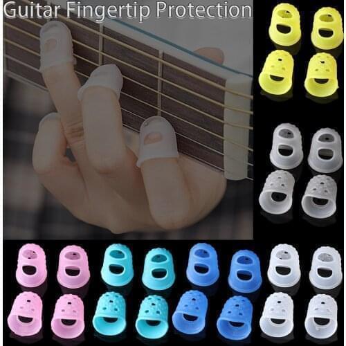 4 PCs/Set Silicone Non-slip Finger Guards Guitar Fingertip Protector Fingerstall for Ukulele Guitar Press Accessories 6 Colors
