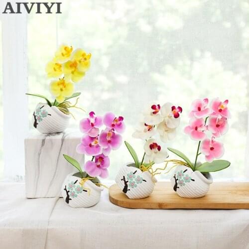 Five Flower Phalaenopsis Bonsai Party Wedding Garden Home Decor Artificial Flowers Silk Orchids Plantas Para Decoracion