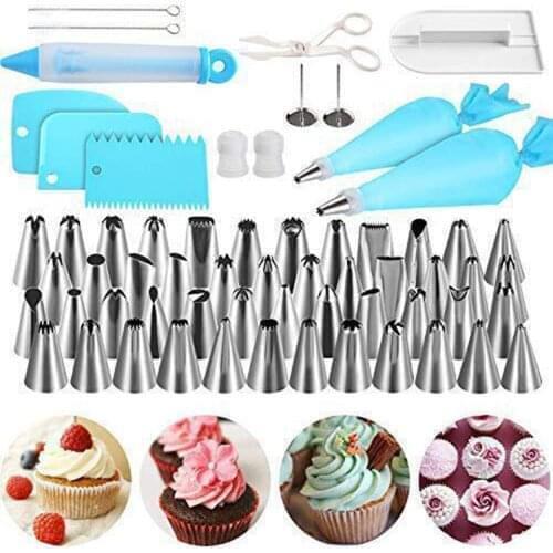 62Pcs Cake Decorating Supplies Kit for Beginners Baking Pastry ToolsIcing Tips with Spatula Russian Piping Nozzles Baking Tools