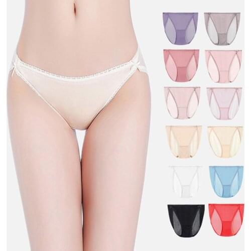 Birdsky, 3pcs 100% natural mulberry silk women briefs panties underwear, quick dry, soft thin, low waist, 12 colors. OR-02