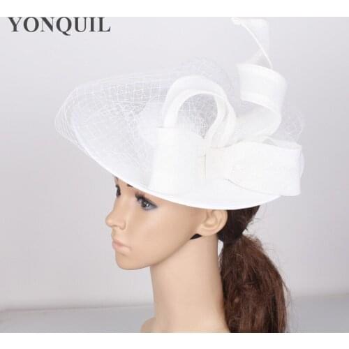 Large 30CM Round White Fascinator Base Velling Hair Accessories Women Party Wedding Hat Imitation Sinamay Birdcage Veil Headwear