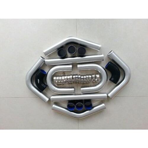 For 2.25" INCH 57mm Aluminum Universal Intercooler Turbo Piping kit pipe & BLACK hose T-Coupler High Performance