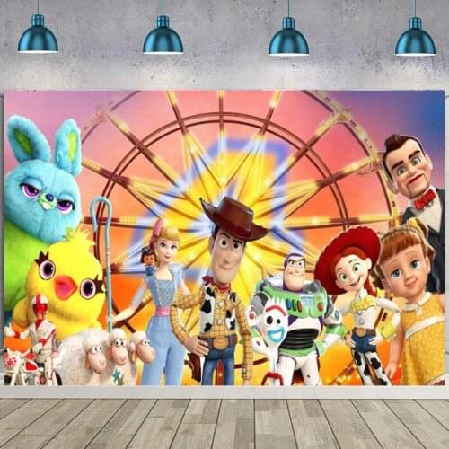 Toy Story Backdrops Newborn Baby Shower Boys Birthday Party Custom Photography Background Photo Booth Props Decoration Supplies