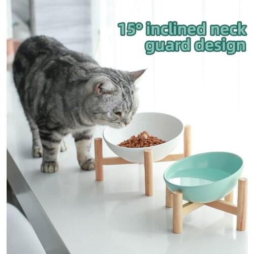 Cat Ceramic Dog Feeder With Non-Slip Mat For Food Water Bowl Accessories For Small Animals Feeders Double Stand Pet Bowls
