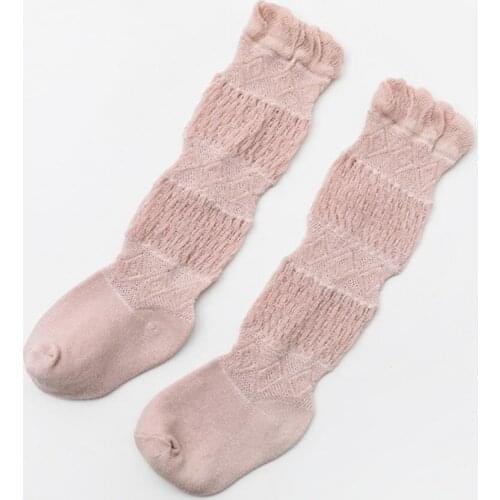 Summer Autumn 1 Pair Attractive Solid Color Ruffled Opening Baby Socks Girls Baby Socks Non-shrink for Home