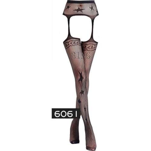 HOT Black Lace Stockings Open Crotch Tights Lace Sexy Hosiery Women Thigh High Fishnet Embroidery Transparent Pantyhose S04