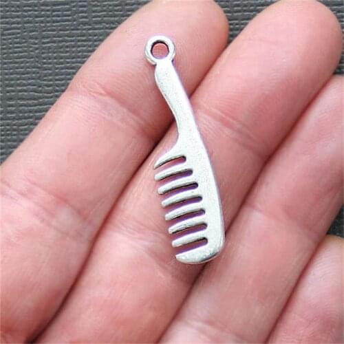 BULK 30 Alloy Metal Comb Charms Antique Silver Plated Stylist Pendants DIY Jewlery Making 4*18mm
