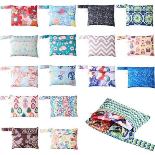 Mini Dry Wet Bag Reusable Wetbag For Menstrual Pads Nursing Pads Single Pocket Waterproof PUL Zipper Travel Stroller Bag 14*18cm