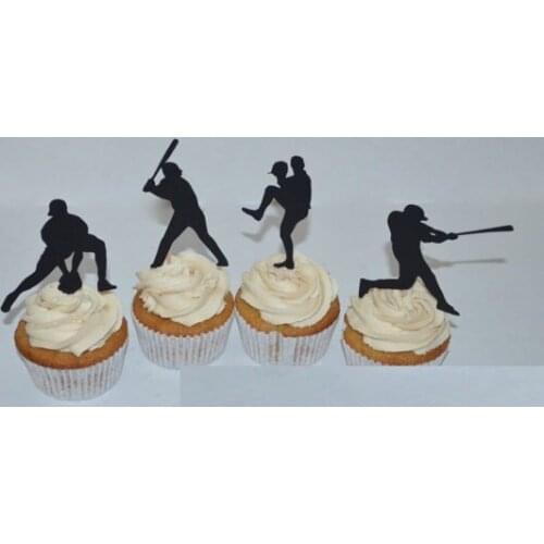 Fashion baseball Silhouette Cupcake Toppers Party Picks baby shower wedding birthday toothpicks decor
