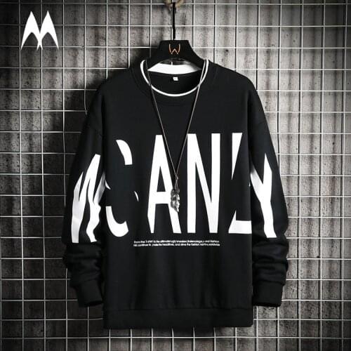 Street Sweatshirt Men 2021 Spring Autumn New Casual Round Neck Long Sleeved Sweatshirts Mens Fashion Printed Pullover Top