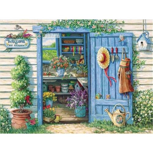 Landscape Building Scenery DIY 11CT Embroidery Cross Stitch Kits Craft Needlework Set Cotton Thread Printed Canvas Home Room