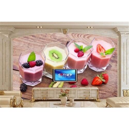 Custom 3d wall murals wallpaper,fruit Drinks glass Food wallpaper,restaurant dinig room tv sofa wall kitchen papel de parede
